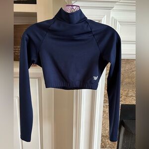 EUC Varsity Uniform Midriff Cheer Sleeves with Zipper Mock Neck. Size SMALL